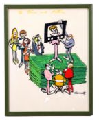 •AR Bill Charmantz (born 1925), Figures with money, gouache, signed lower right, 35 x 27cm