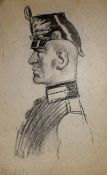 Unknown (20th century), Half-length portrait of a soldier, illustration, inscribed "Berlin" lower