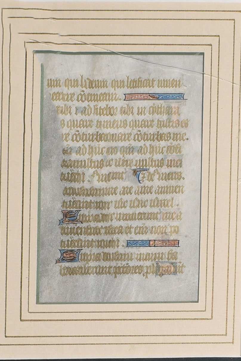 Fine illuminated manuscript page on vellum, from a 15th century Book of Hours, elaborate panel - Image 3 of 15