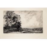 Charles Henry Baskett (1872-1953), "The road to the Uplands", black and white etching and