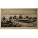 Catherine Maud Nichols, RE (1848-1923), A marshland scene, black and white etching, signed in pencil