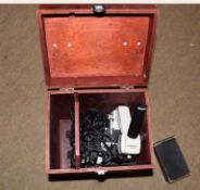 Bresser Bioluxe microscope in wooden case, together with a quantity of early/mid-19th century