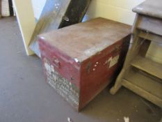 LARGE RED PAINTED TRUNK