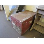 LARGE RED PAINTED TRUNK