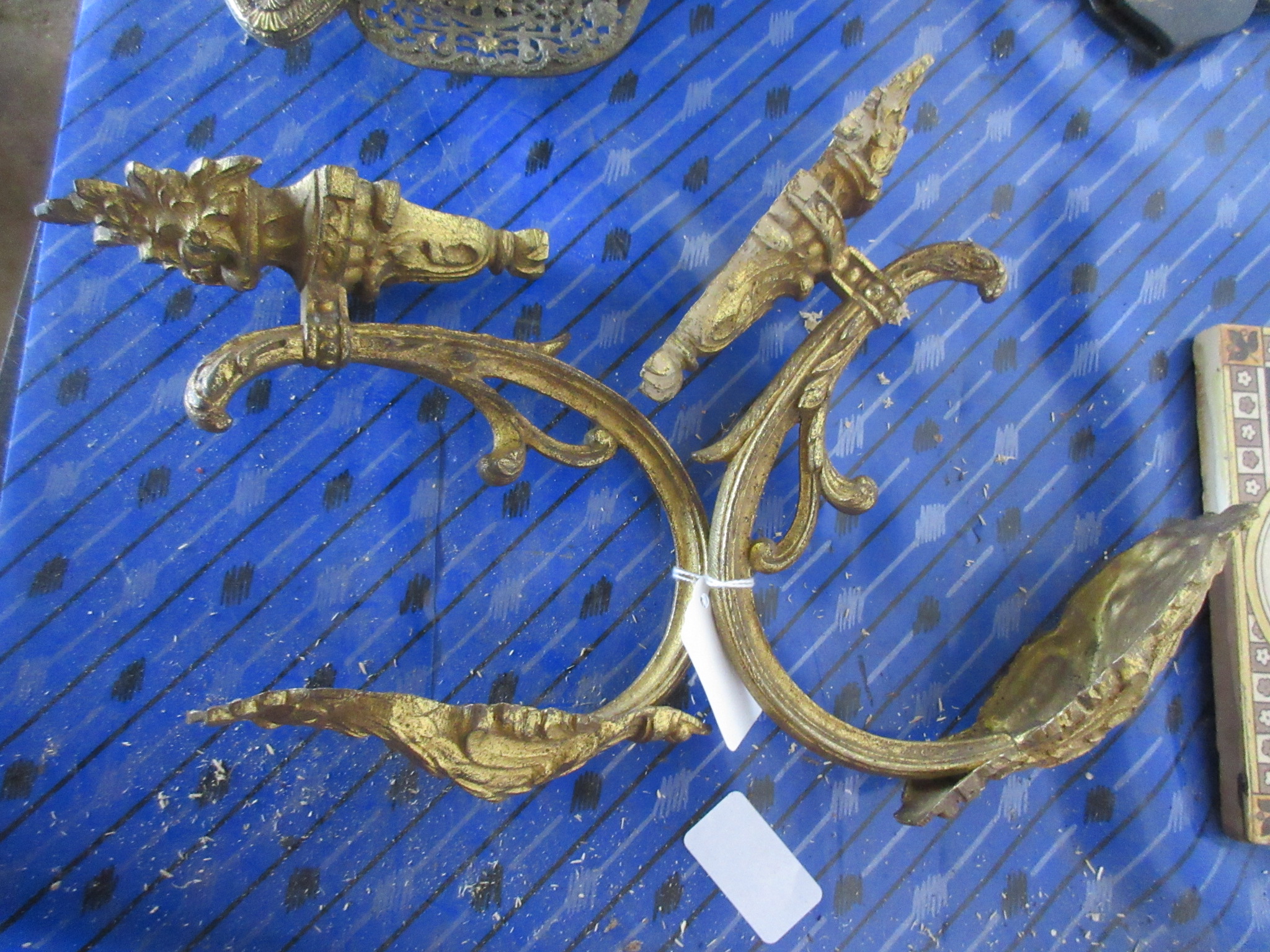 PAIR OF ORNATE GILT PAINTED METAL SCONCES