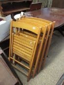 SET OF FOUR VINTAGE FOLDING WOODEN CHAIRS