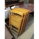 SET OF FOUR VINTAGE FOLDING WOODEN CHAIRS