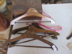 QUANTITY OF VARIOUS VINTAGE WOODEN COAT HANGERS