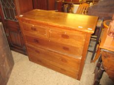 19TH CENTURY MAHOGANY AND CROSS BANDED TWO OVER TWO FULL WIDTH DRAWER CHEST (LACKING HANDLES)