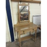 RUSTIC PINE DRESSING MIRROR BACKED DRESSING TABLE, LENGTH APPROX 1M