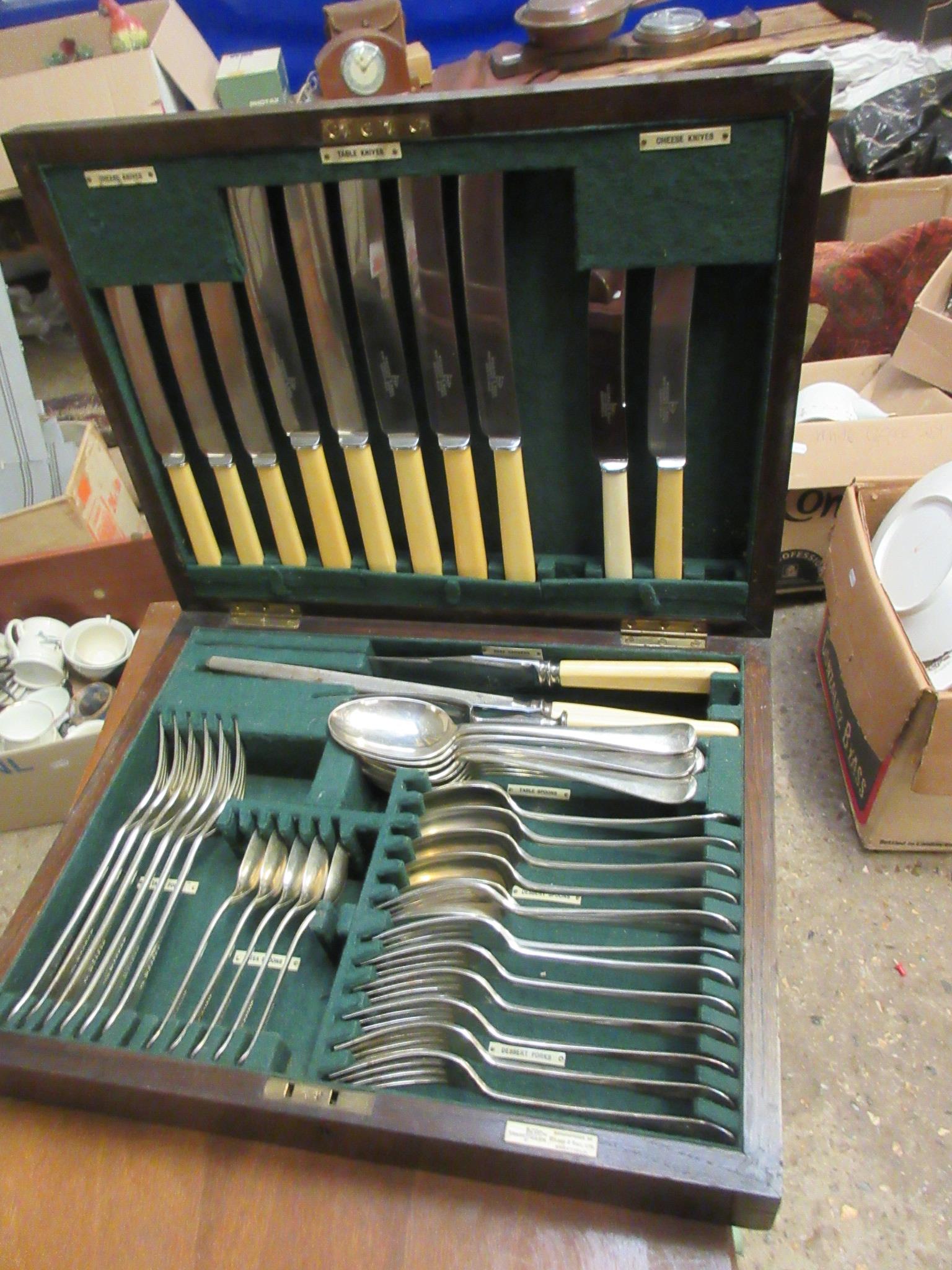 THREE VARIOUS CUTLERY CANTEENS CONTAINING VARIETY OF BONE HANDLED AND OTHER CUTLERY - Image 7 of 7