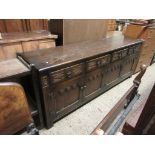 REPRODUCTION SIDEBOARD WITH CARVED DECORATION, LENGTH APPROX 188CM