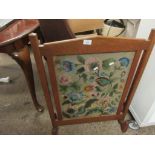 OAK FRAMED EMBROIDERED FIRESCREEN, EARLY 20TH CENTURY, APPROX 83CM