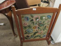 OAK FRAMED EMBROIDERED FIRESCREEN, EARLY 20TH CENTURY, APPROX 83CM