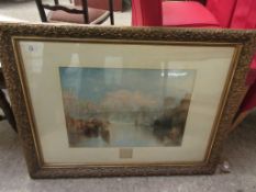 FRAMED PRINT AFTER TURNER’S “THE AGRIPPINA” IN ORNATE FRAME, FRAME SIZE APPROX 88CM X 67CM