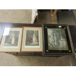 TWO FRAMED “CRIES OF LONDON” PRINTS, TOGETHER WITH A FURTHER FRAMED 19TH CENTURY COLOUR PRINT,