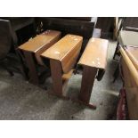 THREE SMALL OAK DROP LEAF TABLES WITH PLANKED ENDS