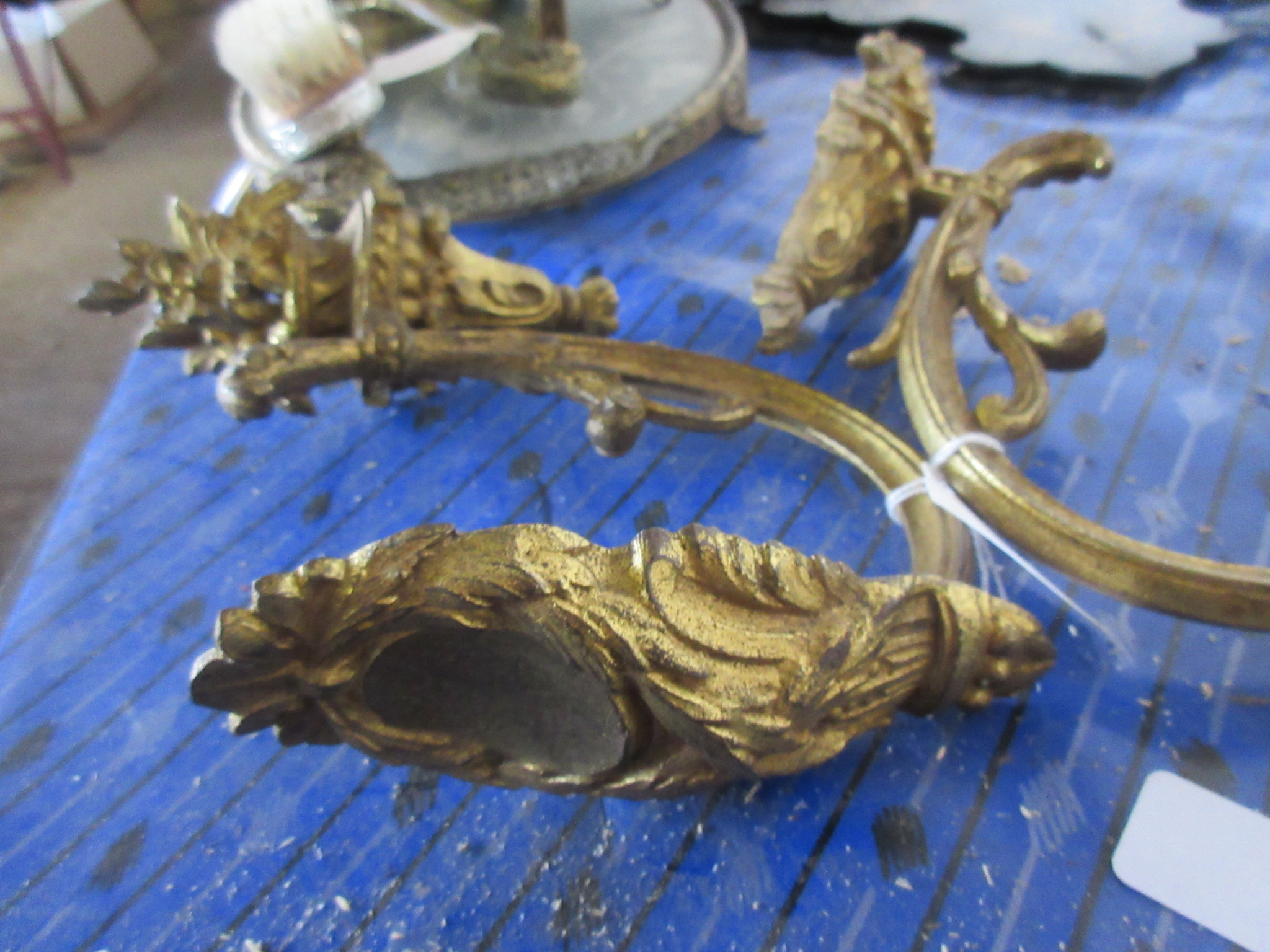 PAIR OF ORNATE GILT PAINTED METAL SCONCES - Image 2 of 2