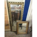 TWO VARIOUS GILT FRAMED MIRRORS, LARGEST APPROX 110 X 39CM