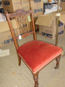 DELICATELY CARVED 19TH CENTURY LOW BEDROOM CHAIR, APPROX 78CM