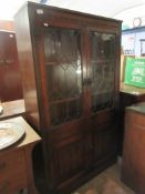 REPRODUCTION DISPLAY CABINET WITH LEADED GLAZING, WIDTH APPROX 92CM