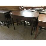 19TH CENTURY MAHOGANY FOLD-OVER CARD TABLE ON TURNED LEGS