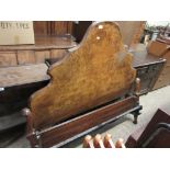 GOOD QUALITY BURR WALNUT BED ENDS WITH CARVED DETAIL TO FOOT, WIDTH APPROX 135CM