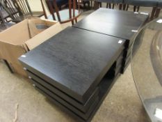 PAIR OF BLACK TUBE FORMED SEGMENTED SIDE TABLES OR COFFEE TABLES