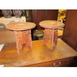 TWO SMALL CARVED EASTERN MINIATURE TABLES