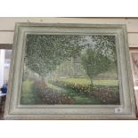 FRAMED OIL ON BOARD, HADDON HALL, DERBYSHIRE, UNSIGNED, APPROX 39 X 50CM