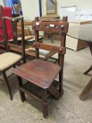 SET OF METAMORPHIC LIBRARY STEPS OF TYPICAL FORM, FOLDING INTO A CHAIR, EARLY 20TH CENTURY IN THE