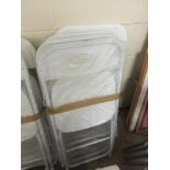 SET OF FOUR METAL FRAMED FOLDING PLASTIC CHAIRS, EACH APPROX 106CM