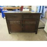 DARK WOOD FINISH CARVED SIDEBOARD, LENGTH APPROX 120CM