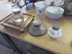 THREE VARIOUS INKWELLS