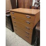 TEAK EFFECT CHEST OF DRAWERS, WIDTH APPROX 75CM