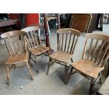 SET OF FOUR STICK BACK KITCHEN CHAIRS, HEIGHT APPROX 87CM