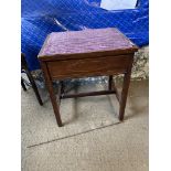 EDWARDIAN SMALL PIANO STOOL WITH STRUNG DECORATION