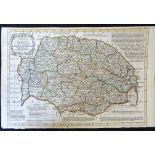 EMANUEL BOWEN: NORFOLK DIVIDED INTO ITS HUNDREDS..., engraved hand coloured map circa 1767, approx