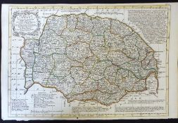 EMANUEL BOWEN: NORFOLK DIVIDED INTO ITS HUNDREDS..., engraved hand coloured map circa 1767, approx