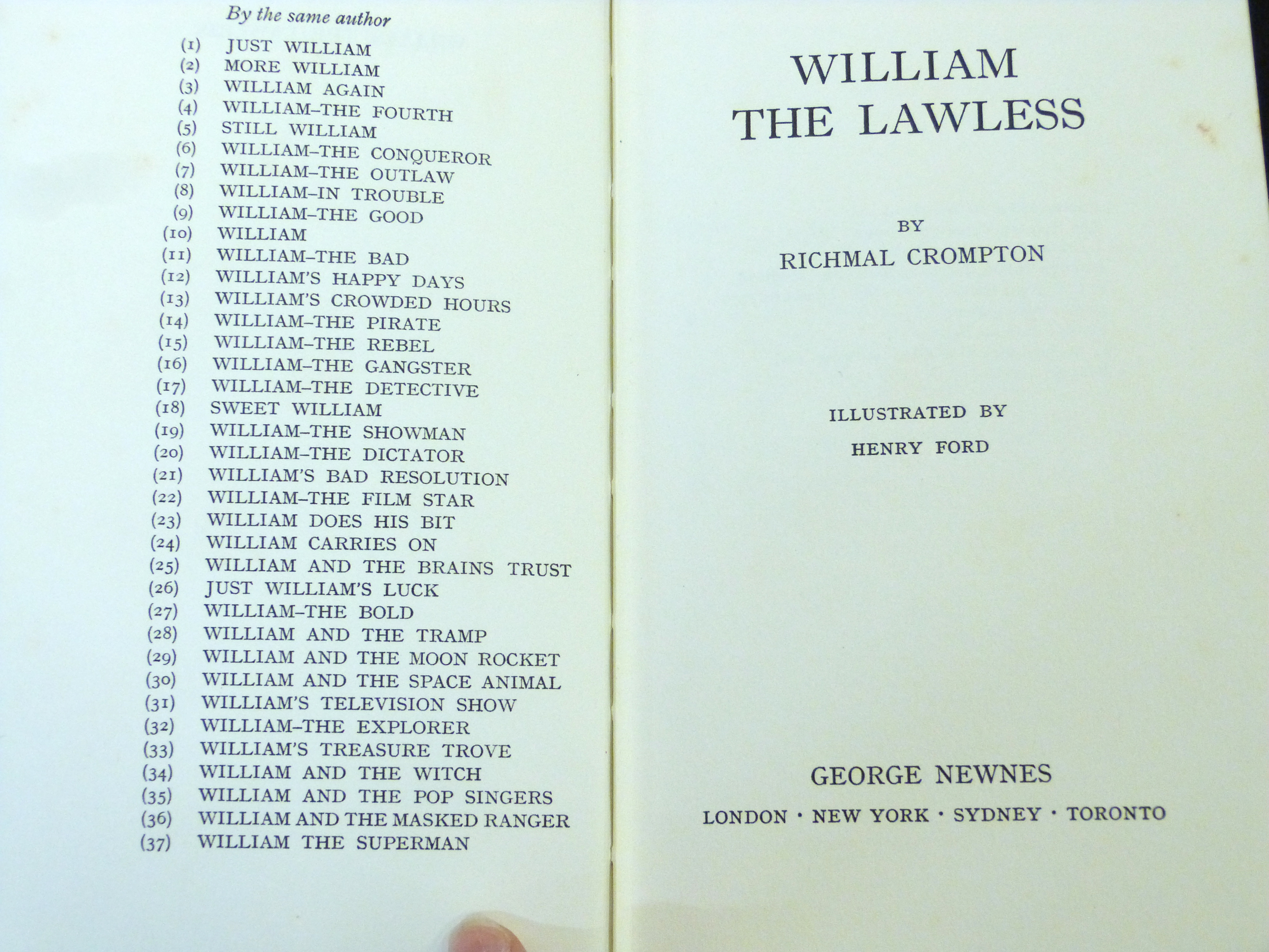 RICHMAL CROMPTON: WILLIAM THE LAWLESS, London, New York, Sydney, Toronto, 1970, 1st edition, - Image 2 of 3
