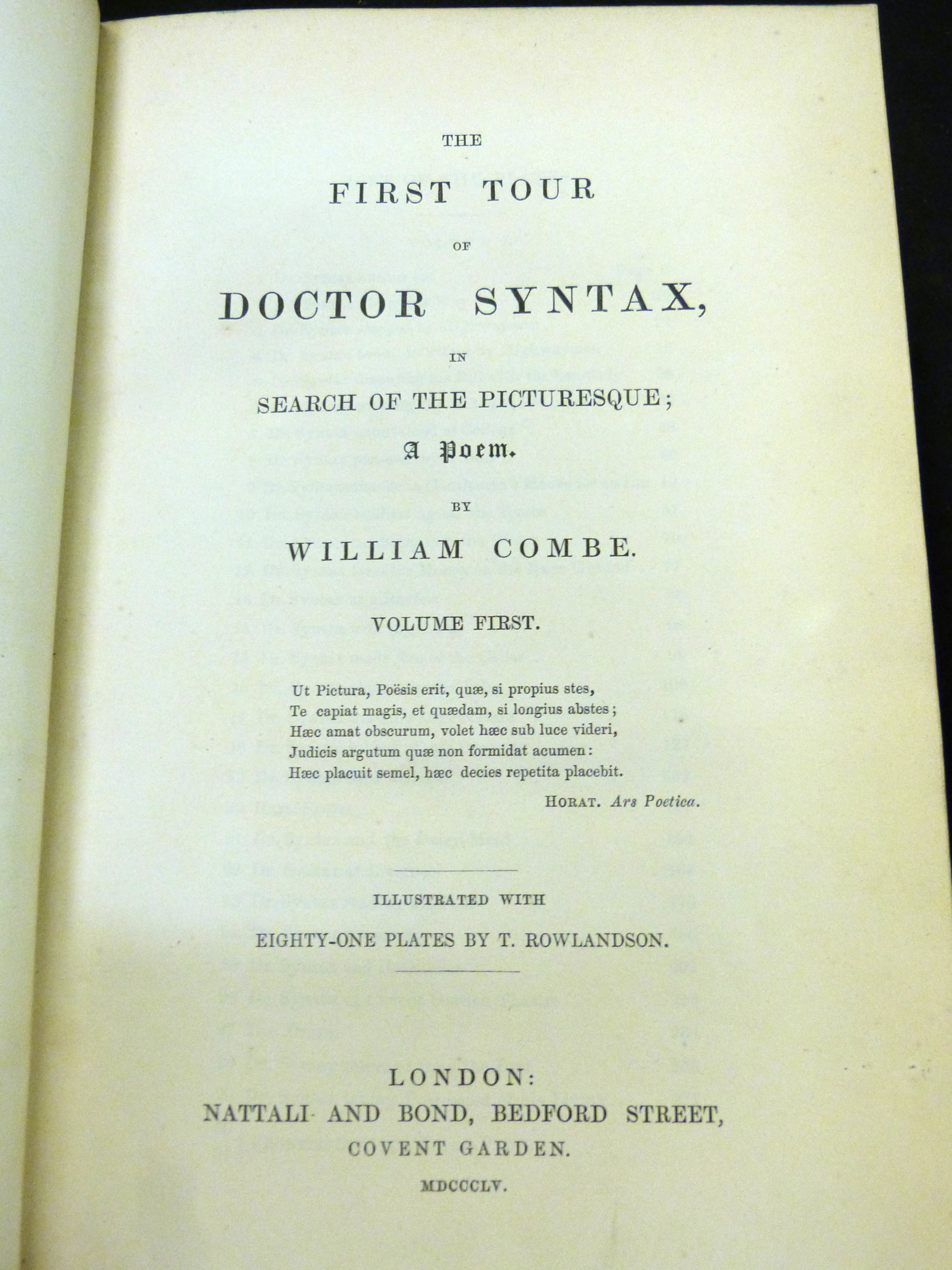 WILLIAM COMBE: THE FIRST-SECOND-THIRD TOUR OF DOCTOR SYNTAX, ill T Rowlandson, London, Nattali & - Image 2 of 6