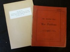 WALTER RYE: 2 titles: THE GREAT WAR, STATISTICS OF RECRUITING IN EAST AND NORTH NORFOLK AMONG TENANT