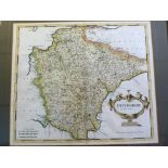 *ROBERT MORDEN: DEVONSHIRE, engraved hand coloured map circa 1753, approx 358 x 470mm, framed and