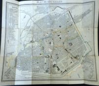 W CROW: PLAN DE BRUXELLES, part coloured folding lithoplan circa 1880, small split at one fold,