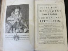 SIR EDWARD COKE: A FIRST PART OF THE INSTITUTES OF THE LAWS OF ENGLAND OR A COMMENTARY UPON