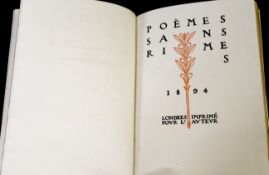 OLIVIER GEORGES DESIREE: POEMES SANS RIMES, London, The Chiswick Press, designed by Herbert P Horne,