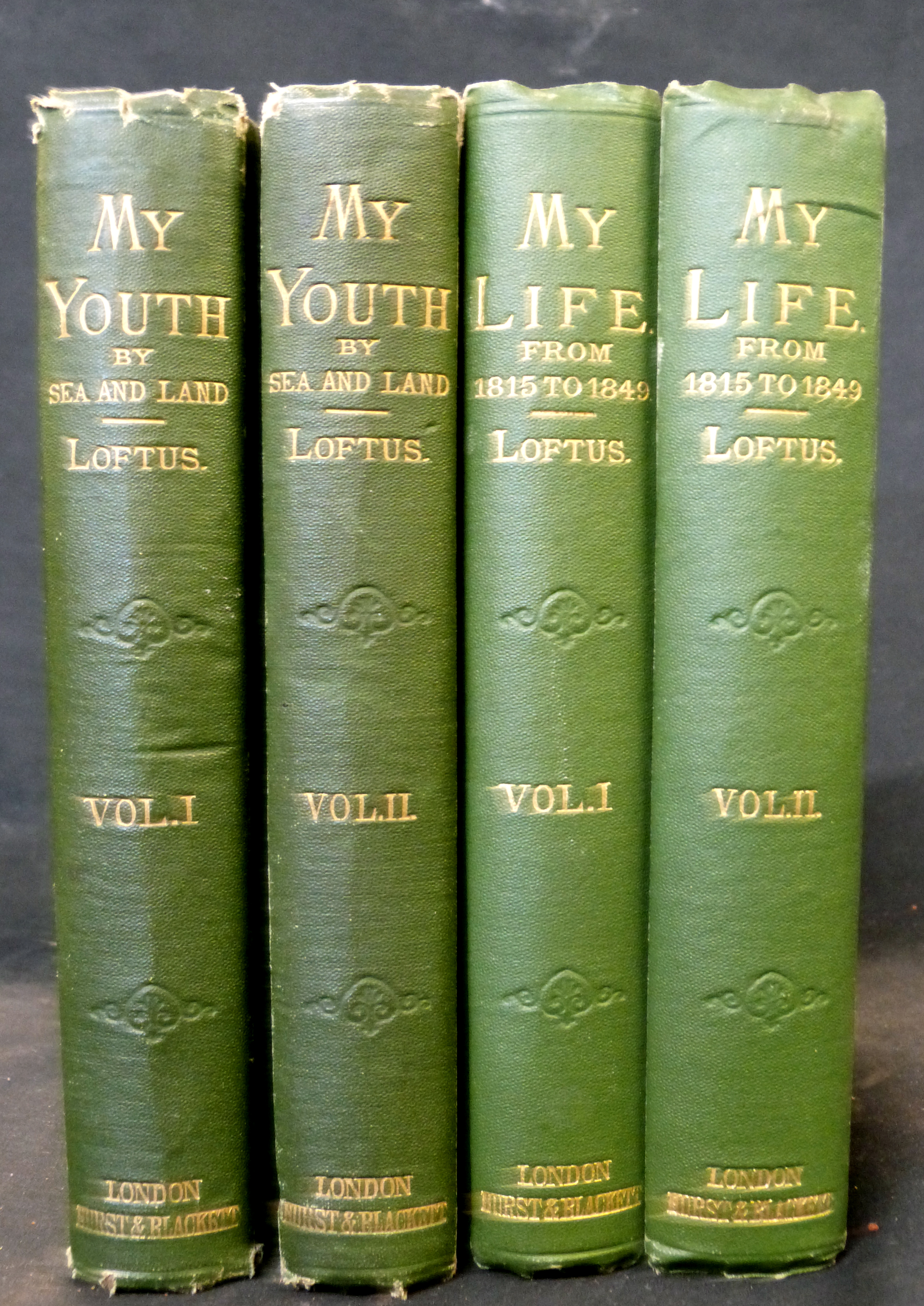 CHARLES LOFTUS: 2 titles: MY LIFE BY SEA AND LAND FROM 1809 TO 1816, London, Hurst & Blackett, 1876,