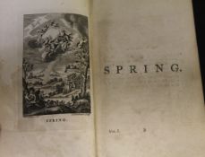 JAMES THOMSON: THE SEASONS, A HYMN, circa 1730, lacks title, old mottled calf, very worn