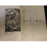 JAMES THOMSON: THE SEASONS, A HYMN, circa 1730, lacks title, old mottled calf, very worn