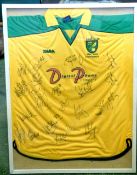 *NORWICH CITY FC SHIRT 2002 Centenary, signed by 22 members of the squad, framed and glazed